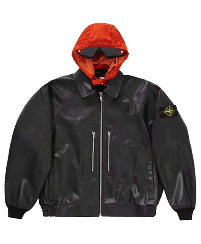 Supreme Stone Island Leather Bomber Jacket