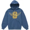 Supreme Wings Zip-Up Hooded Blue Sweatshirt
