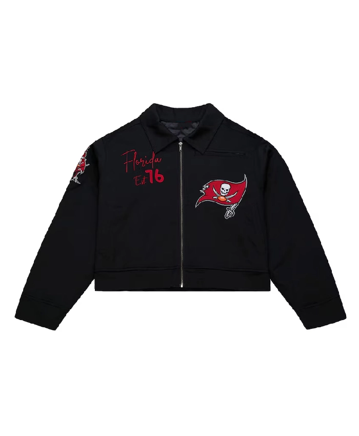 Tampa Bay Buccaneers Black Mechanic Cropped Jacket