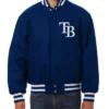 Tampa Bay Rays Full-Snap Wool Blue Varsity Jacket