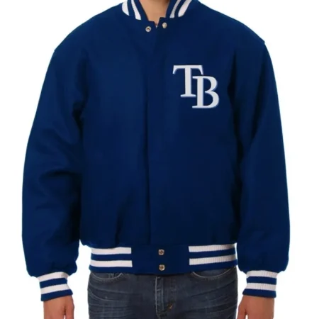 Tampa Bay Rays Full-Snap Wool Blue Varsity Jacket