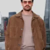 Theo James Junket Brown Suede Jacket For Sale