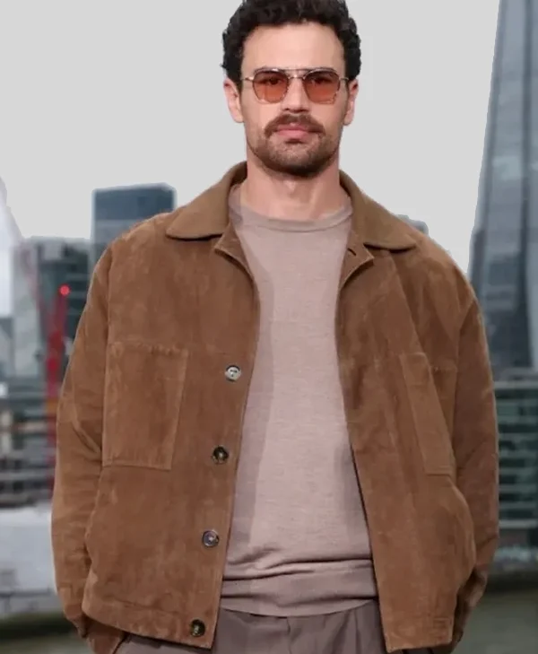 Theo James Junket Brown Suede Jacket For Sale