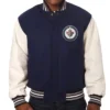 Winnipeg Jets Blue and White Two-Tone Varsity Jacket