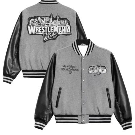 WrestleMania 42 Vegas grey Varsity Jacket