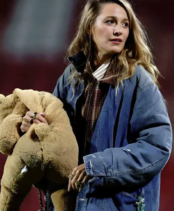 Wrexham vs Chelsea Gameday Blake Lively Denim Jacket