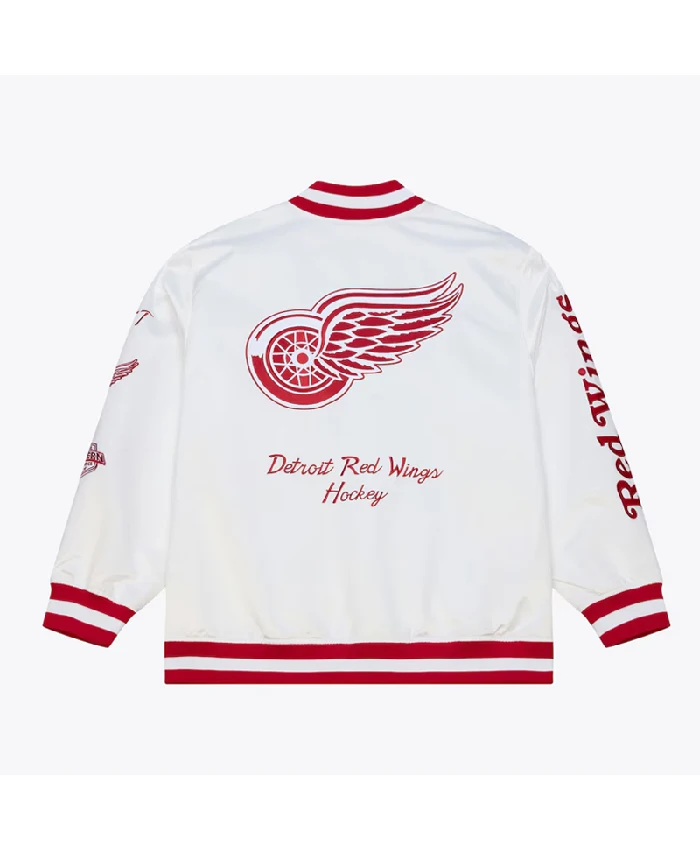 buy Arctic White Detroit Red Wings Lightweight Satin Jacket