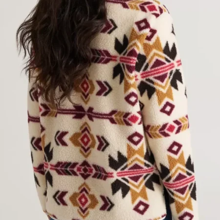 buy Aztec Pattern Half Zip and Pullover Sherpa Jacket