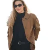 buy Bella Hadid MFW Brown Suede Jacket