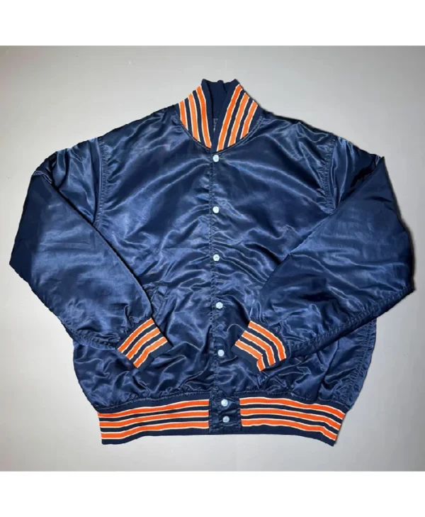 buy Chicago Bears 80’s Navy SatinBomber Jacket