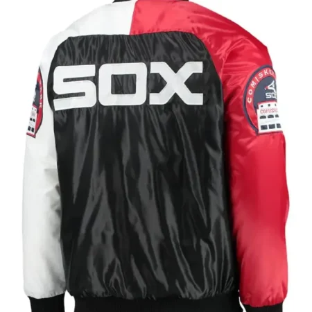buy Chicago White Sox Navy Blue and Red Satin Jacket