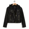 buy Christina Hall Leather Hooded Jacket