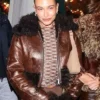 buy Hailey Bieber Fur Leather Jacket
