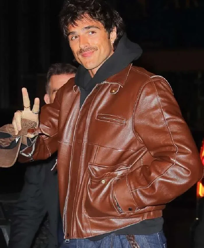 buy Jacob Elordi NYC Brown Leather Jacket