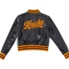 buy New York Knicks Black And Orange Leather Varsity Jacket