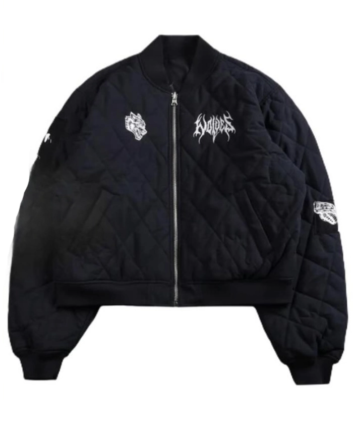 buy Rhea Ripley Black Quilted Bomber Jacket