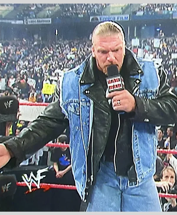 buy WWE Triple H Denim Leather Jacket