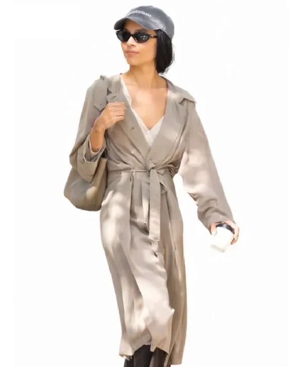 buy Zoe Kravitz Grey Trench Coat