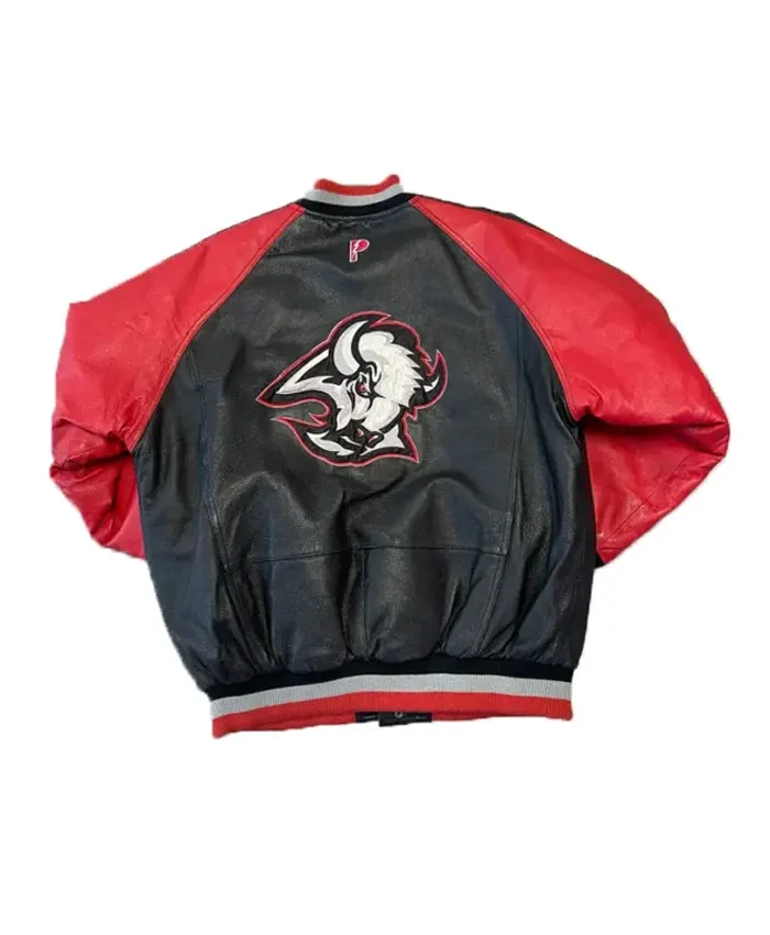shop Buffalo Sabres Black and Red Leather Varsity Jacket
