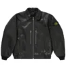 shop Supreme Stone Island Leather Bomber Jacket