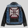 shop WWE Triple H Denim Leather Jacket