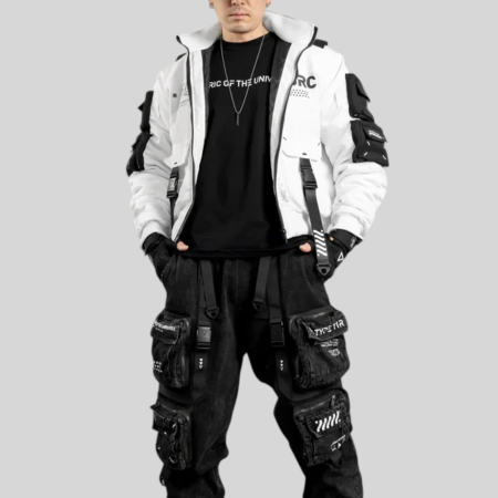 shop XB-04 White Short Bomber Jacket