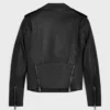 Black Leather Biker Jacket For Mens With Asymmetrical Collar For Sale