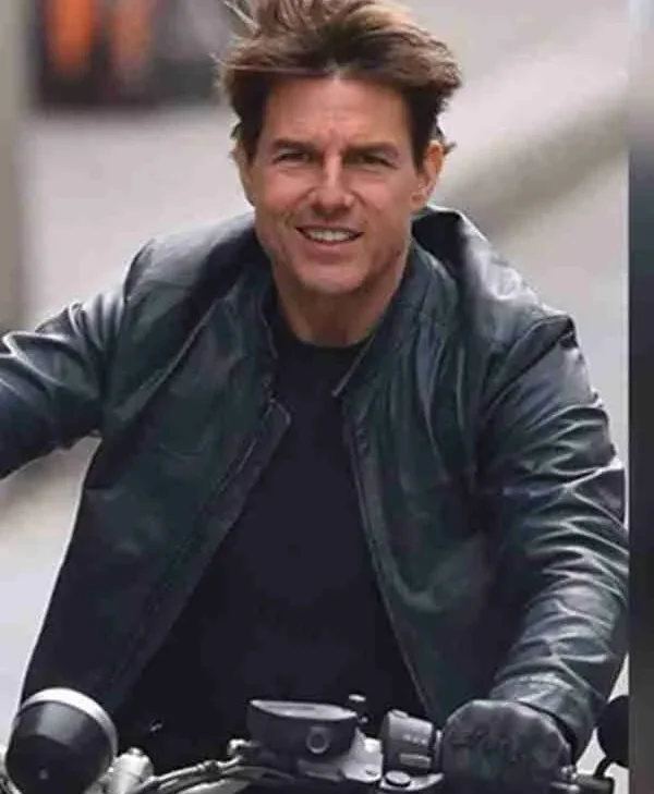 Ethan Hunt Mission Impossible 7 Black Leather Jacket For Sale