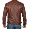 Janan Cafe Racer Distressed Brown Leather Jacket Shop Now