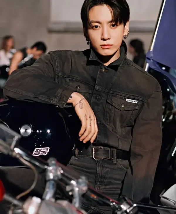 Jungkook-Calvin-Klein-Black-Denim-Trucker-Jacket