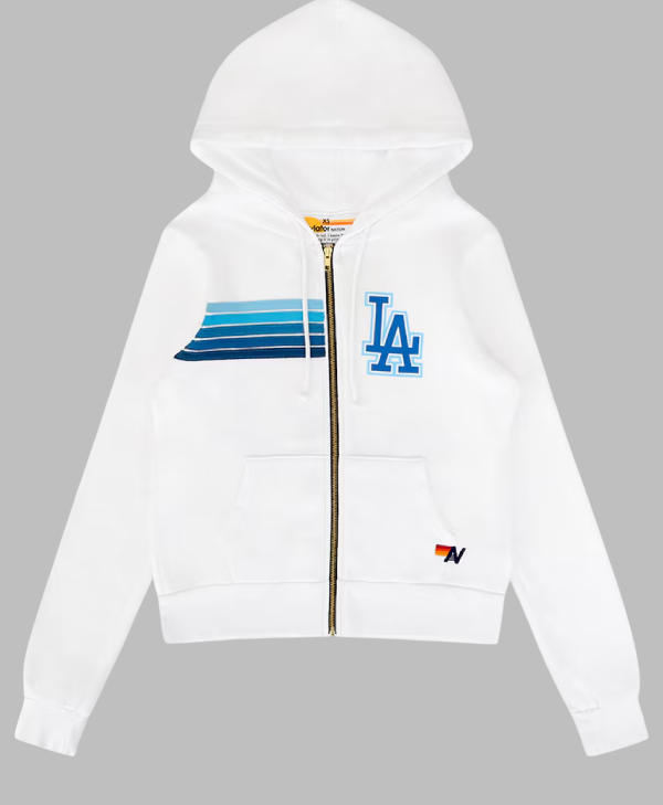 buy now LA Dodgers Aviator Nation x MLB White Five Stripe Hoodie