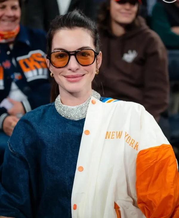Anne Hathaway Knicks Jacket