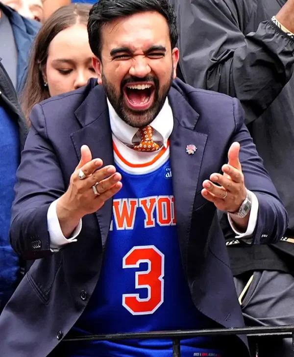 Mamdani Knicks Victory Parade Navy Blazer