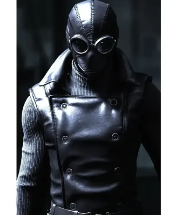 Double Breasted Spiderm Noir Black Leather Vest