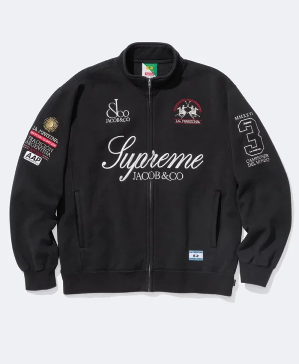 Supreme La Martina Black Zip-Up Sweatshirt