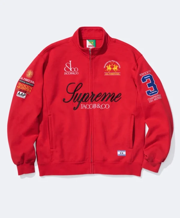 Supreme La Martina Red Zip-Up Sweatshirt