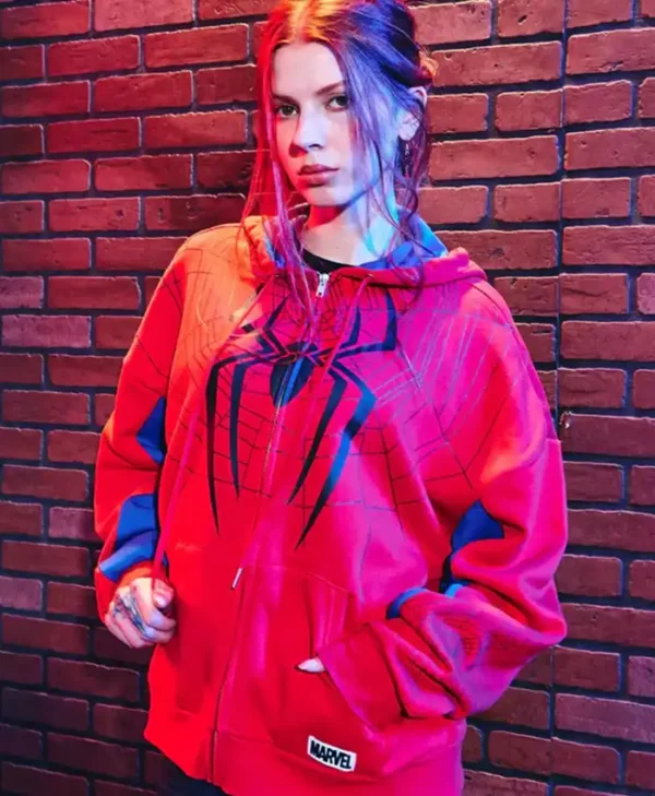 Marvel Spider-Man Girls Red Oversized Hoodie