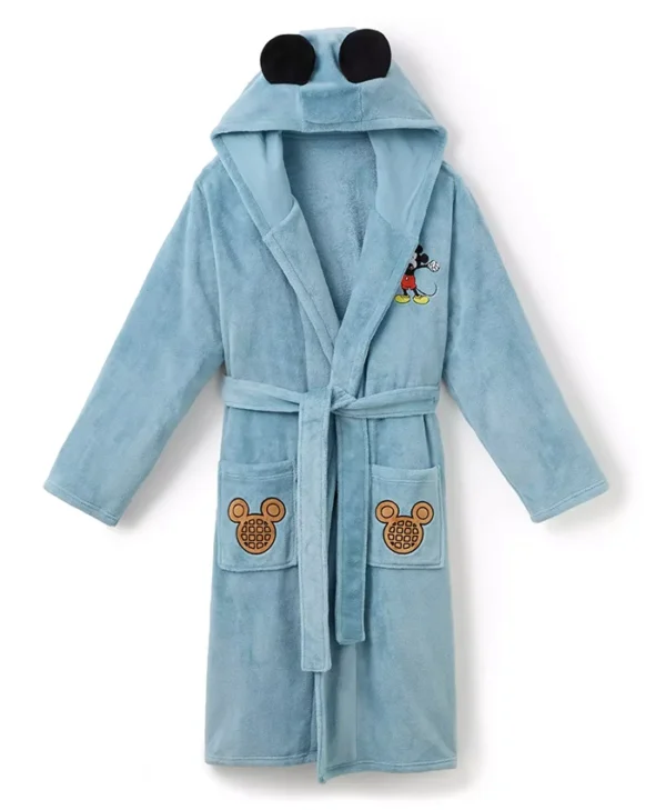 Mickey Mouse Breakfast Blue Hooded Bathrobe