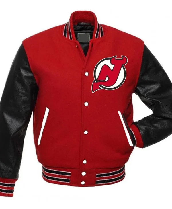New Jersey Devils Red and Black Varsity Jacket
