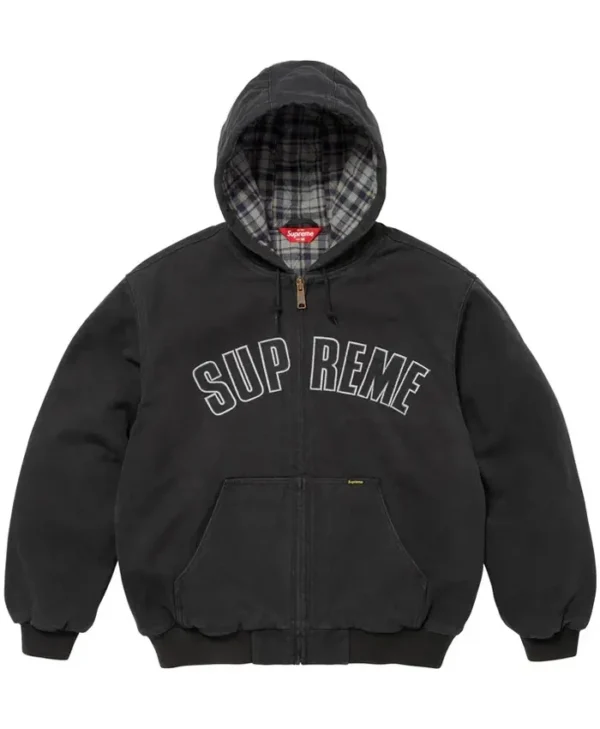 Supreme Black Reflective Arc Hooded Work Jacket