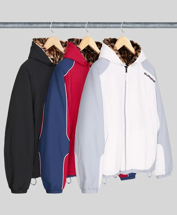 Faux Fur Reversible Supreme Hooded Track Jacket
