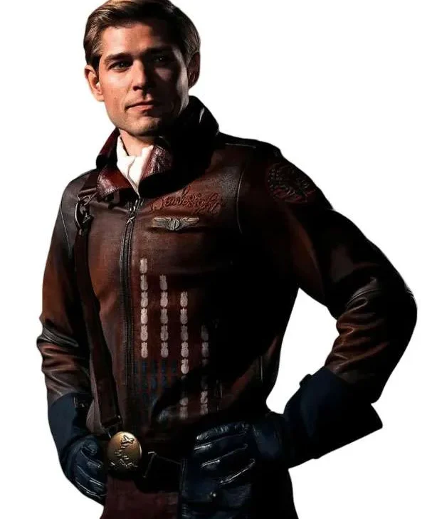 Vought Rising Bombsight Distressed Leather Jacket