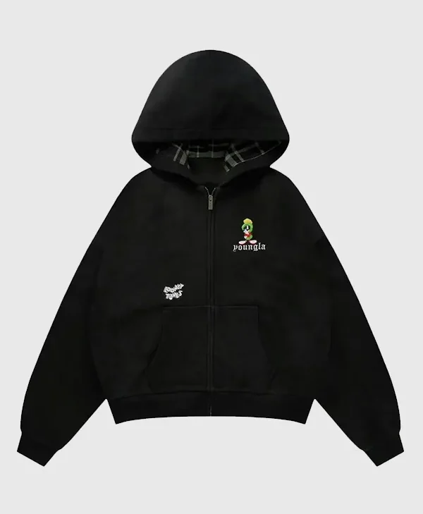 YoungLA x Looney Tunes Plaid Zip-Up Hoodie