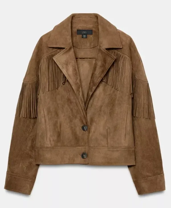 Zara Brown Suede Fringe Jacket