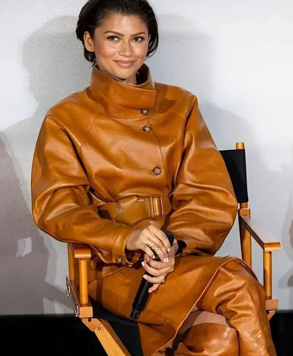 Zendaya Dune 3 Movie Premiere Brown Leather Jacket