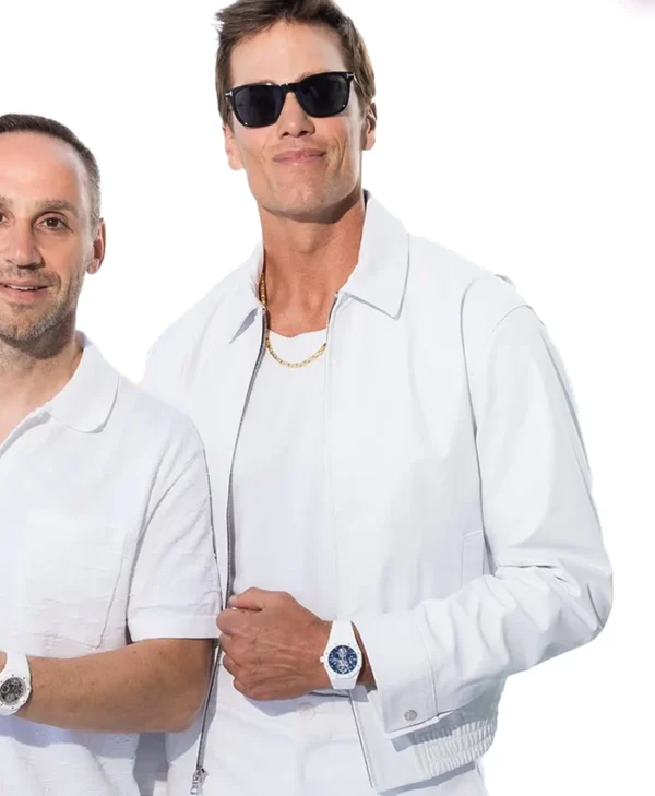 Tom Brady Michael Rubin White Party 2026 White Leather Jacket