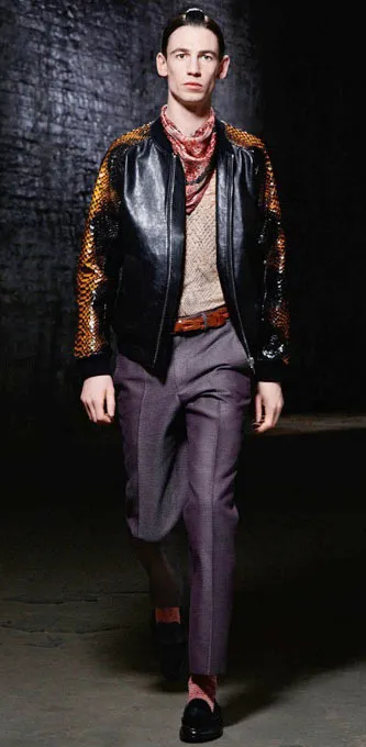 Alexander McQueen SS14 Leather Python Sleeve Bomber Jacket