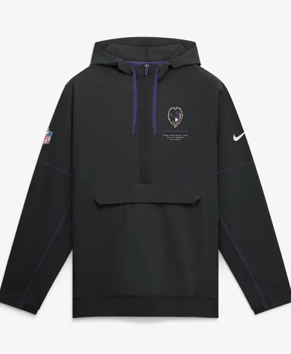 Baltimore Ravens Nike Sideline Black Anorak Half-Zip Hooded Jacket