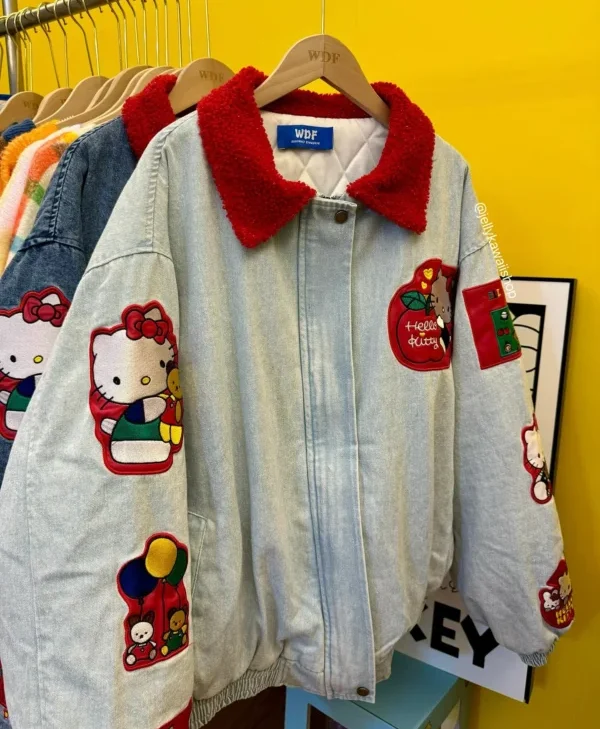 Hello Kitty Fruit Party Denim Bomber Jacket