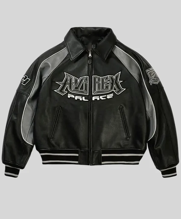 Palace-x-Avirex-Black-Leather-Jacket